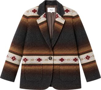 DIEGA Boxy Silhouette Gradient Blazer with Geometric Motifs