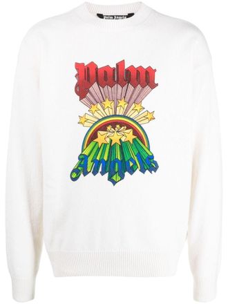 Palm Angels rainbow logo-print jumper - Neutrals