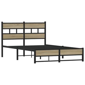 Berkfield Home Metal Bed Frame without Mattress Sonoma Oak 120x190 cm Small Double in Brown