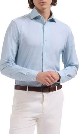 Bugatchi Devon OoohCotton Optical Grid Print Button-Up Shirt in Seafoam at Nordstrom, Size Xxx-Large