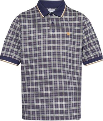 Burberry Pelham check-pattern logo-detail polo shirt - men - Viscose/Polyamide/Cotton - XXXL - Blue