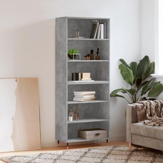 vidaXL Aparador Alto Madera Ingenier&iacute;a Gris Hormig&oacute;n 69,5x32,5x180 Cm Vidaxl
