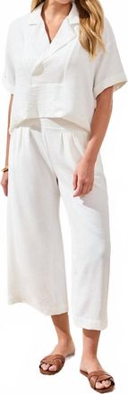 Tribal Lapel Collar V-Neck Short Sleeve Shirt In Oceanpearl-2533