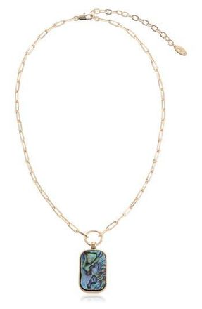 Ettika Abalone Inlay Rectangular Pendant Necklace at Nordstrom Rack