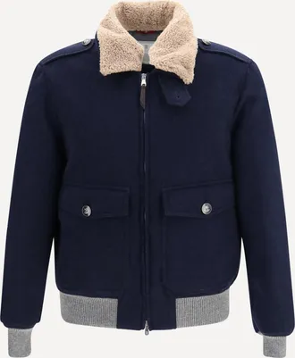 Brunello Cucinelli Cashmere beaver Jacket with shearling collar Male 54