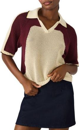 Steve Madden Axon Open Stitch Polo Sweater in Ivory Multi at Nordstrom Rack, Size X-Small