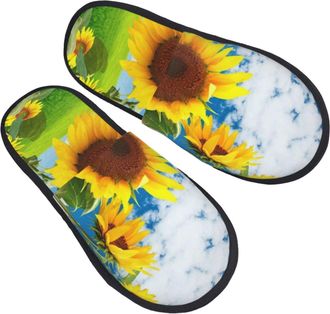 Generic Fleece Slippers Sunflower Unisex Fuzzy Slippers Reusable Anti-Slide Slipper For Women Ladies Spa L