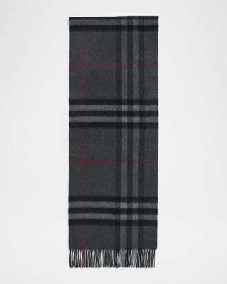Burberry Men & apos;s Classic Check Cashmere Fringe Scarf