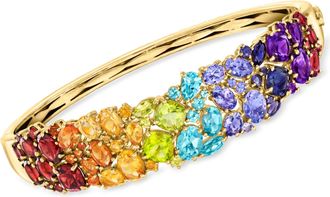 Ross-Simons Multi-Gemstone Bangle Bracelet in 18kt Gold Over Sterling