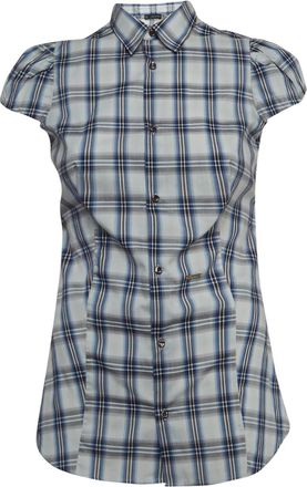 Dsquared2 cap-sleeve plaid shirt - Blue