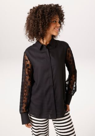 Aniston Hemdbluse ANISTON CASUAL, Damen, Gr. 36, schwarz, Web, Obermaterial: 100% Viskose. &Auml;rmel: 60% Baumwolle, 40% Polyamid, unifarben, oversize Po-bedecken