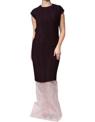 Casasola Silk Short Sleeves Sheath Maxi Womens Dress
