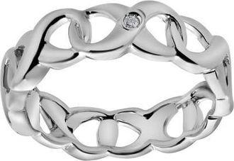 LuvMyJewelry Brielle Sterling Silver 0.02 Ct Diamond Link Band Ring in 925 Sterling Silver at Nordstrom, Size 7