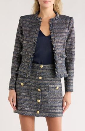 L'agence Angelina Tweed Jacket in Blue/Green Multi Tweed at Nordstrom Rack, Size 16
