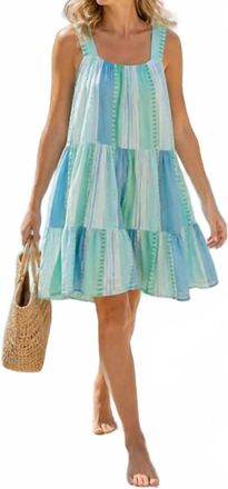 Elan Spaghetti Strap Dress In Blue Green