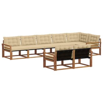 vidaXL Conjunto De Sof&aacute;s De Exterior Con Coj&iacute;n 8 Pcs Natural Y Beige Vidaxl