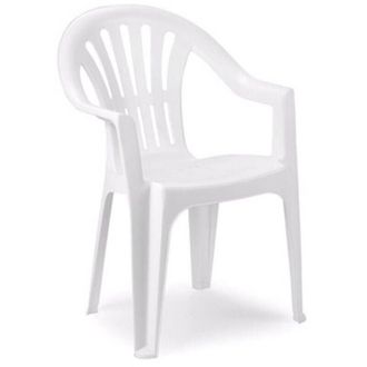 Trade Shop Trade Shop - Set 2pz Sedia Monoblocco In Plastica Schienale Alto Con Braccioli Bianco Giardino 008938