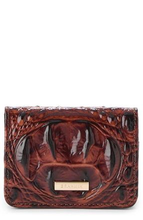 Brahmin Clementine Embossed Leather Card Case in Pecan Melbourne at Nordstrom