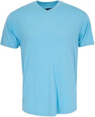 Lords of Harlech Victor Extra Fine Merino Wool V-neck Shirt in Teal at Nordstrom, Size Xx-Large