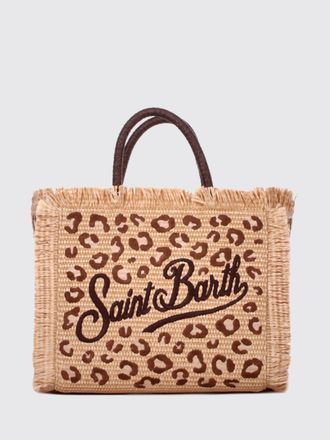 MC2 Saint Barth Borsa Colette in rafia con logo ricamato e stampa floreale