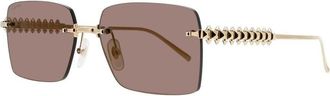 Cartier Ladies Gold Tone Rectangular Sunglasses CT0545S003