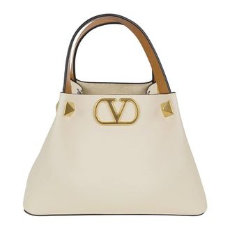 Valentino Garavani Handbags, female, Beige, Size: ONE SIZE VLogo Signature Small Tote