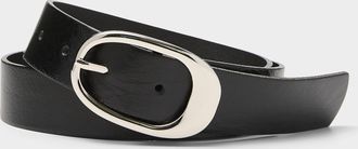 Simons Womens Oval buckle wide leather belt