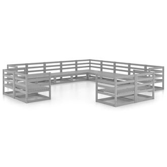 vidaXL Vidaxl Set Divani Da Giardino 13 Pz In Legno Massello Di Pino
