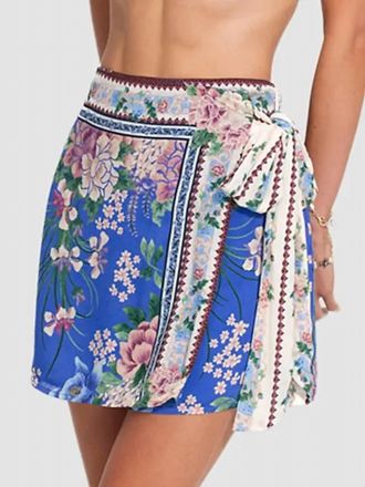 Agua Bendita Ziara Ivy Floral Wrap Mini Skirt In Multicolor