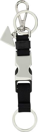 Prada Mens Metal And Fabric Lanyard Key Case Black Acciaio Poliammidericiclat Cases