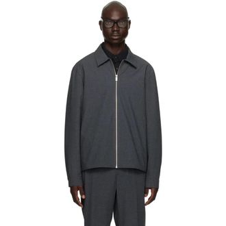 Calvin Klein Melange 40QM519 Shirt Jacket Mens Gray Full Zip Collared KFC77