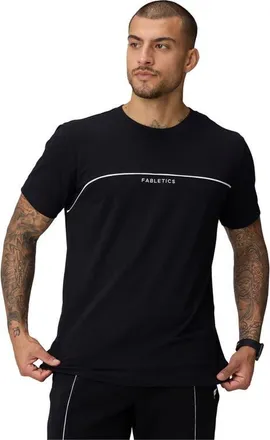 Fabletics The 24-7 Tee in Black/classic White Dna Stripe at Nordstrom, Size Xx-Large