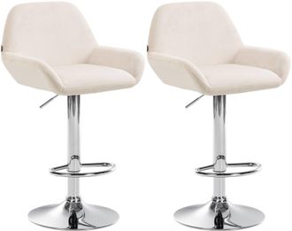 Clp Clp - Set De 2 Taburetes De Cocina Braga En Terciopelo Crema Metal Cromado