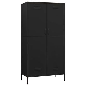 Berkfield Home Wardrobe Black 90x50x180 cm Steel | Size: 90 x 50 x 180 cm
