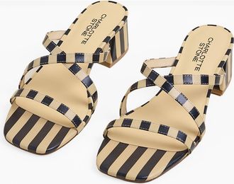 Charlotte Stone Levi Strappy Block Heel Sandal in Black Stripe at Nordstrom, Size 12