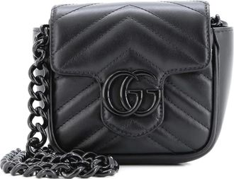 Gucci GG Marmont Flap Matelass&eacute; leren kleine heuptas - Zwart