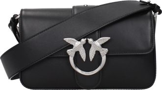 Pinko Pinko Crossbodytassen Love One Dames Leer Zwart/Zilver