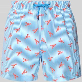 Mc Neal Regular Fit Badeshorts mit Allover-Motiv-Print in Metallic Blue, Gr&ouml;&szlig;e XXL