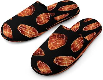 Generic Smoked Ham Meat Mens Cozy Memory Foam Slippers Warm Cotton House Shoes Comfy Slipper for Indoor Outdoor