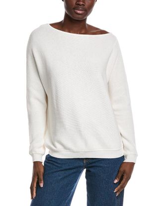 Minnie Rose Off-The-Shoulder Shaker Cashmere-Blend Sweater