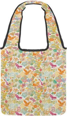 Generic Abstract Colorful Flying Butterflies Reversible Canvas Shoulder Tote - Double-Sided Print, 12oz Cotton, 27cm Drop, Fold-Flat Bag for Travel, Shopping,