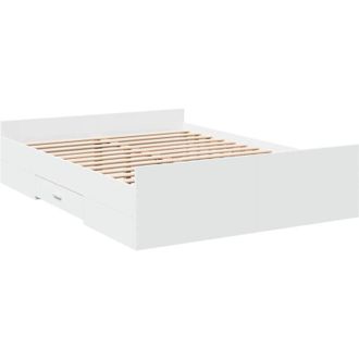 vidaXL Cama Con Cajones Madera De Ingenier&iacute;a Blanco 120x200 Cm Vidaxl