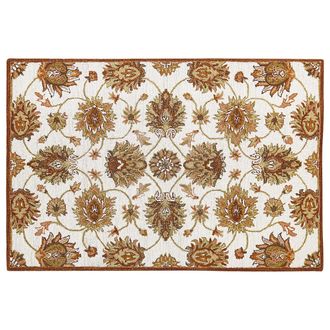 Beliani Alfombra De Lana Beige Claro/marr&oacute;n/verde Oliva 140 X 200 Cm Pelo Largo Ezine
