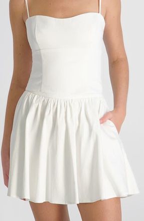 French Connection Stretch Cotton Sateen Miniskirt in Summer White at Nordstrom, Size 14