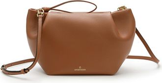 La Portegna Marta Leather Clutch Bag With Shoulder Strap in Brown at Nordstrom