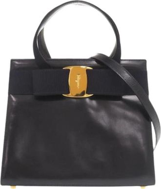 Ferragamo Pre-owned Handtas- Schoudertas - Dames - Vintage Handtas - Blauw - ONE Size - Leer - Vintage