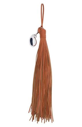 Mango Leather Fringe Keychain in Orange at Nordstrom