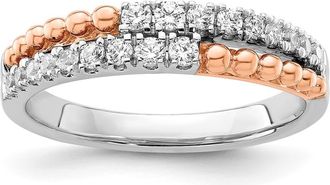 Diamond2Deal 14k Two-tone Lab Grown Diamond Wedding Band Ring 0.33Ct Clarity- VS Color- G-H