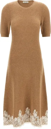 Alberta Ferretti Brown Cashmere Midi Womens Dress