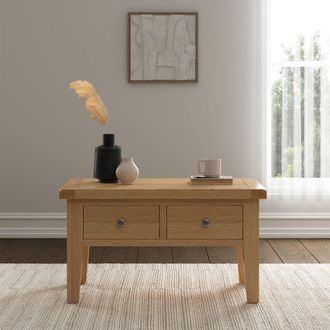 Seconique Windsor 2 Drawer Coffee Table (Fully Assembled) in Light Oak
